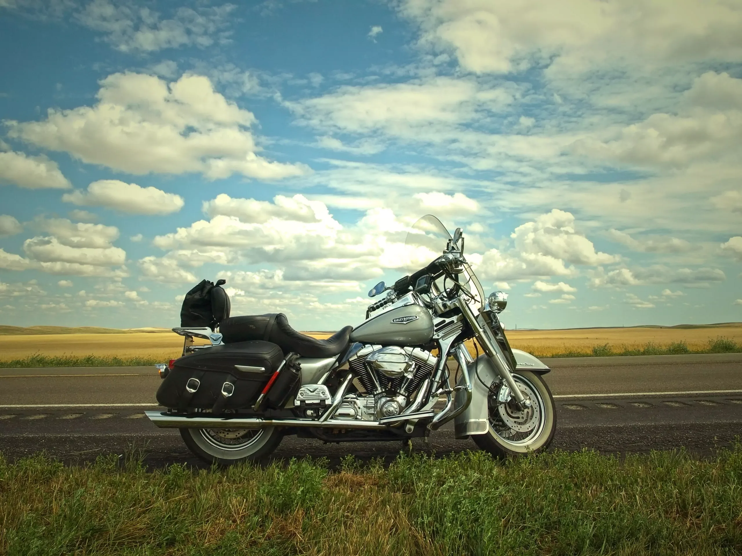 Two motorcyclists riding near Sturgis, South Dakota